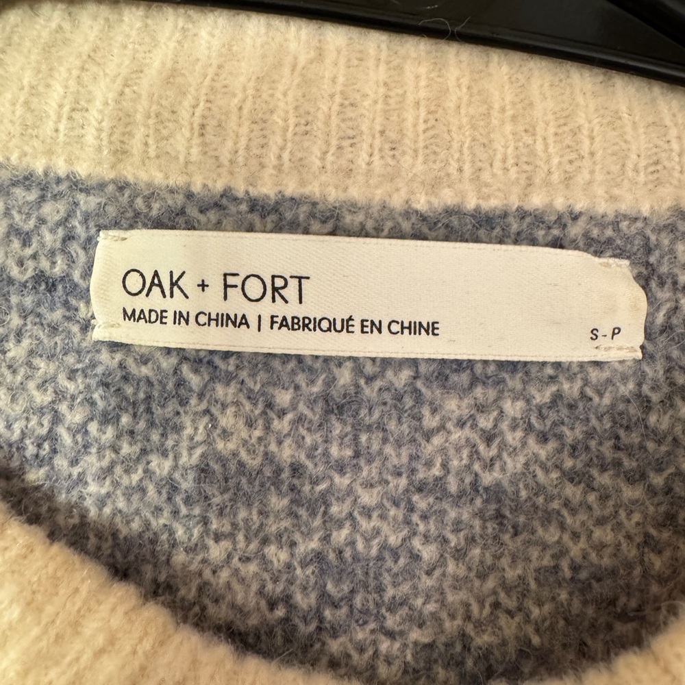 Oak + Fort Checkered Sweater with Front Cut-Out | S - Picture 4 of 5